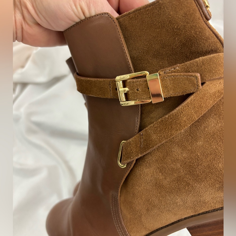 EUC Michael Kors sz8 Suede/Leather Gold Detaill Heeled Boots… - Picture 4 of 9